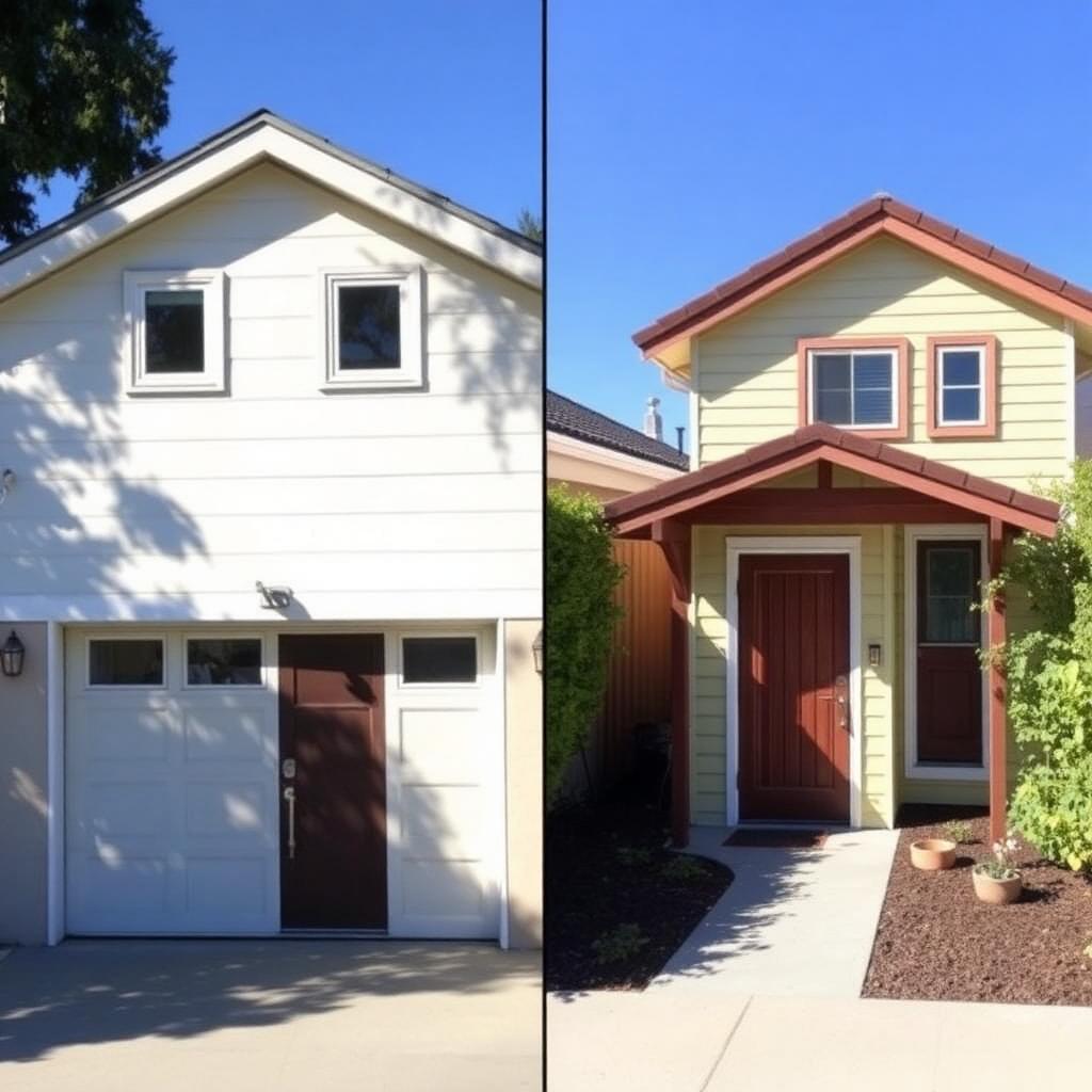 Garage conversion ADU next to a detached backyard ADU in Modesto, CA